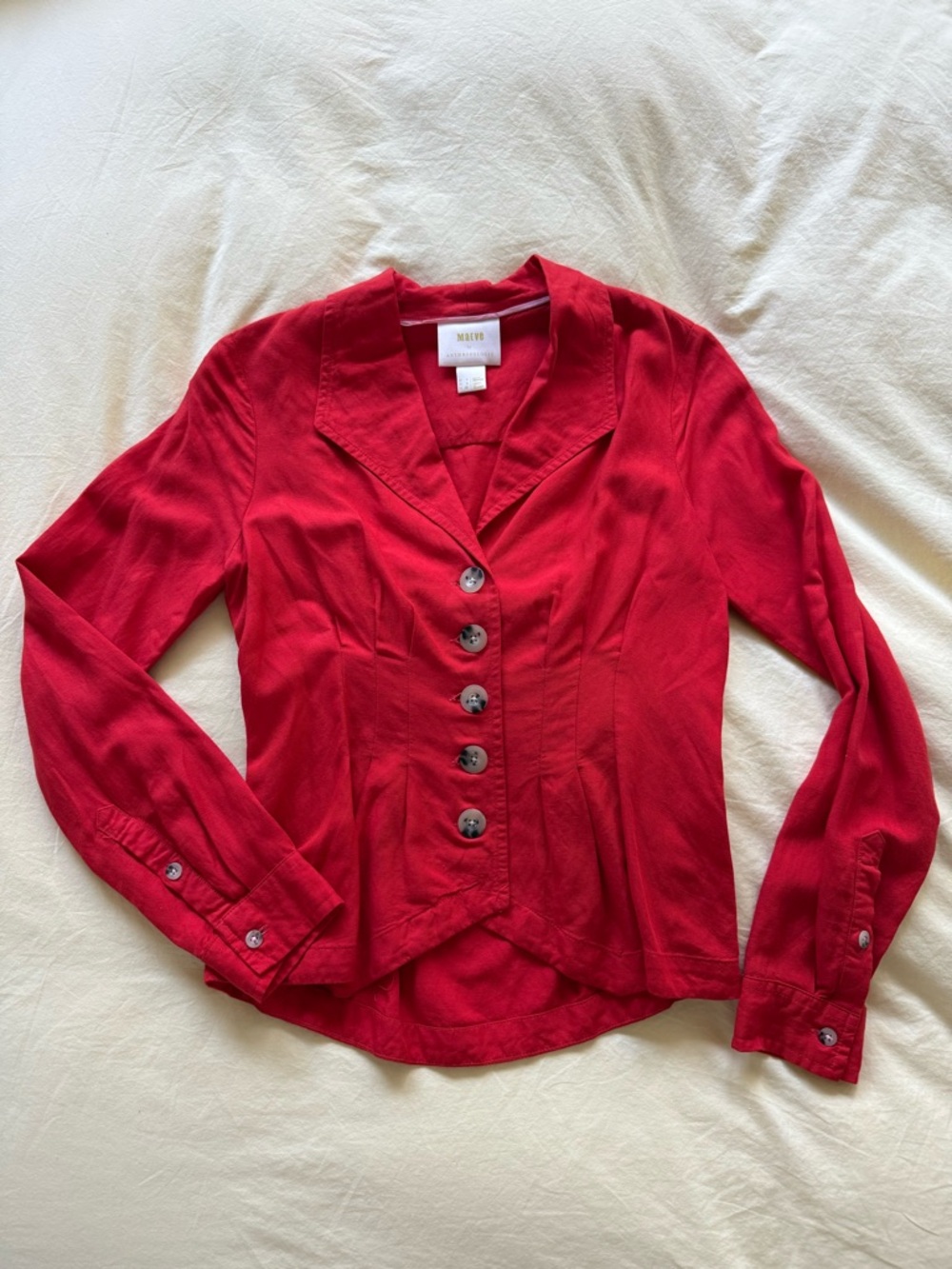 Anthropologie Red Tailored Button-Front Shirt